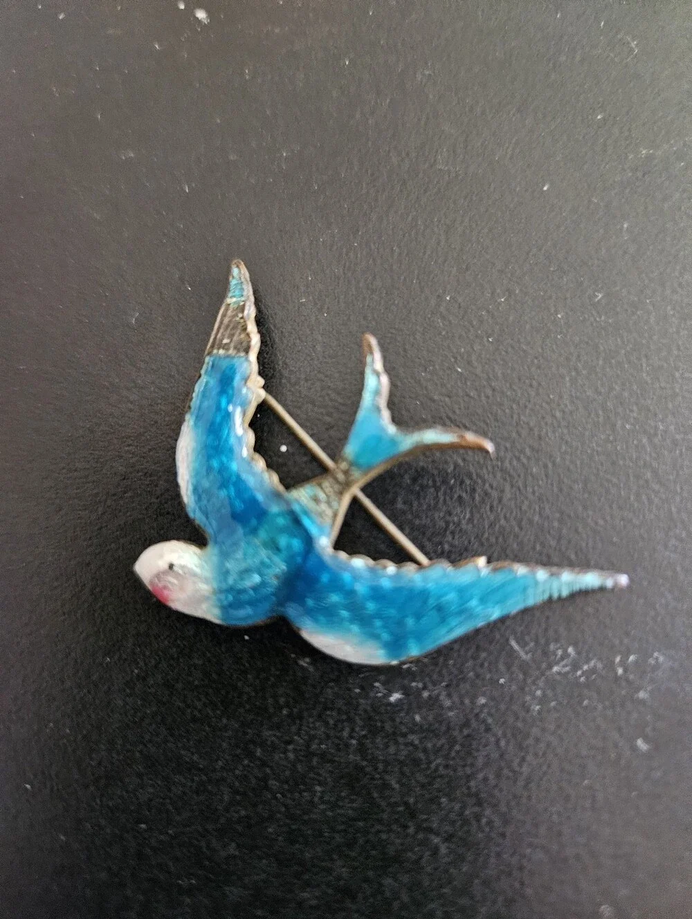 Blue Enamel Bird Pin Brooch - Unbranded